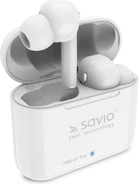 Produktbild Savio TWS-07 PRO Bluetooth Earphones Kopfhörer Weiss (NC, 2 h, Kabellos)