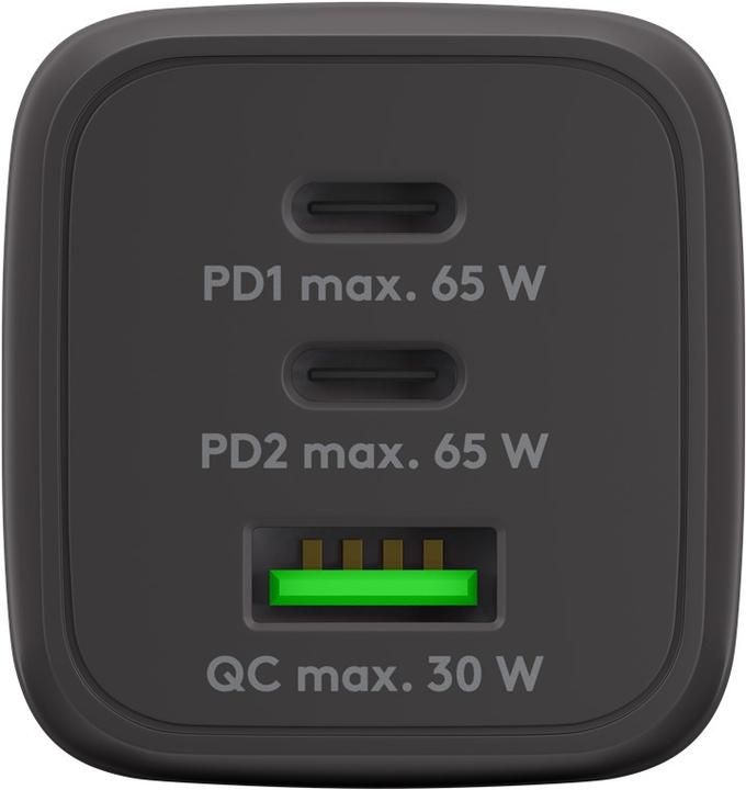 Actual product image Goobay Quick charging set Nano (65 W) and textile cable 1m (65 W, 3 ports)