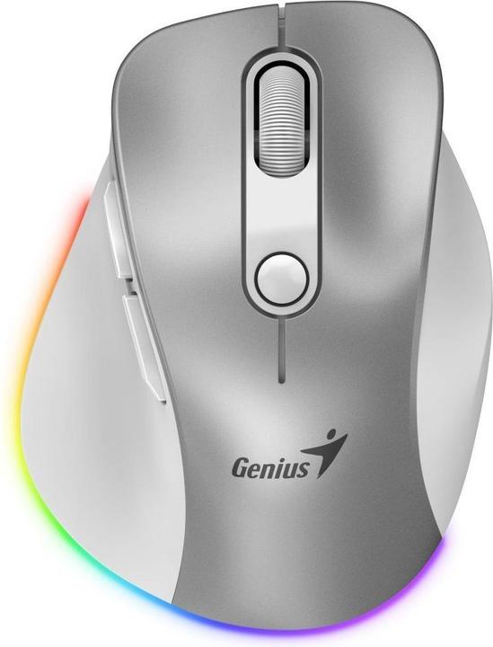 Genius Ergo 9000S Pro/Ergonomická/Optická/Pro praváky/2 400 DPI/Bezdrátová USB + Bluetooth/Stříbrná (Senza fili)