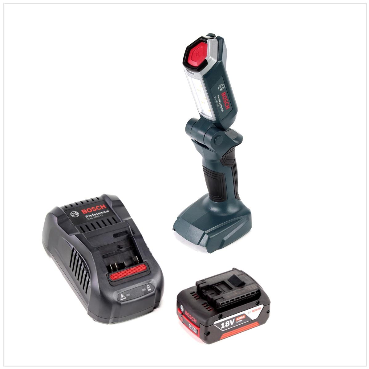 Thumbnail - Bosch Professional, Arbeitsleuchte, GLI 18V-300 Akku Lampe + 1x GBA 18 V 4,0 Ah Akku + GAL 1880 Ladegerät (300 lm)