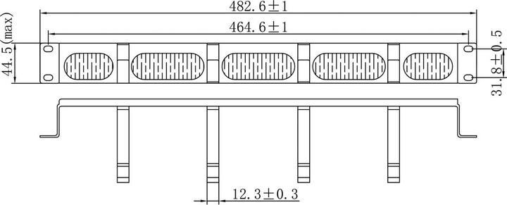 Actual product image Value 19"-Frontplatte, 4 Ösen Typ G, Kabeldurchführung (Bürste)
