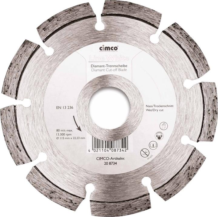 Produktbild Cimco Diamant-Trennscheibe Beton Klinker Durchmesser 115
