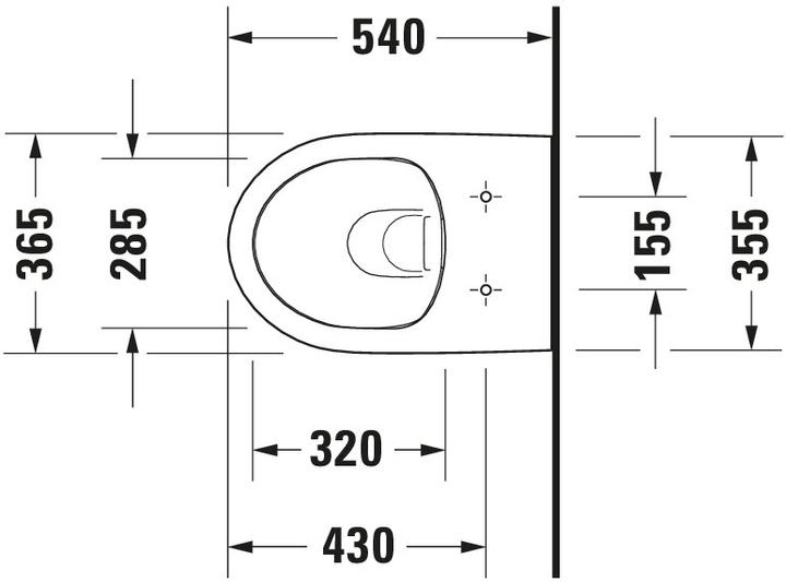 Actual product image Duravit Wall-hung WC DURASTYLE BASIC RIMLESS deep, 365x540mm HygieneGlaze white