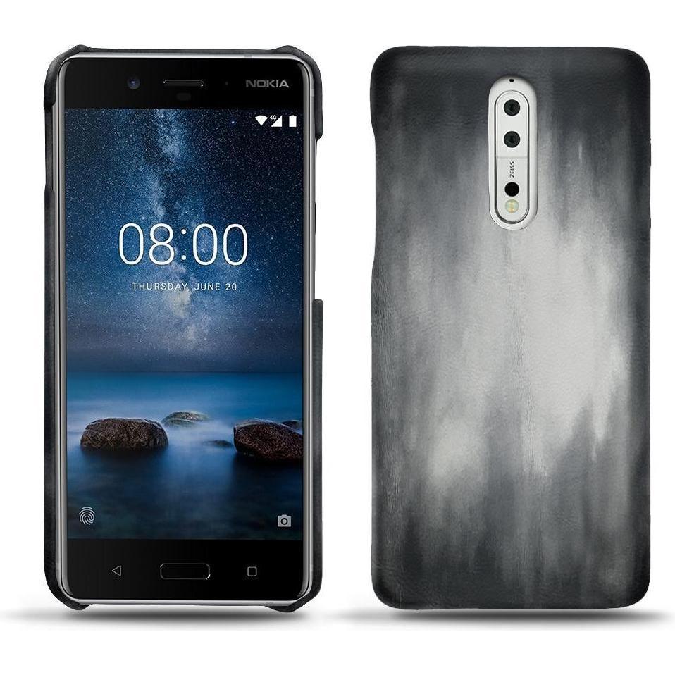 Thumbnail - Noreve Lederschutzhülle (Nokia 8), Smartphone Hülle, Grau