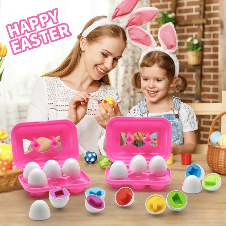 Actual product image Activity Board Matching Eggs for Toddlers, Egg Toy 6 Pcs Colour & Shape Sorting Recognition Eggs, Early Years