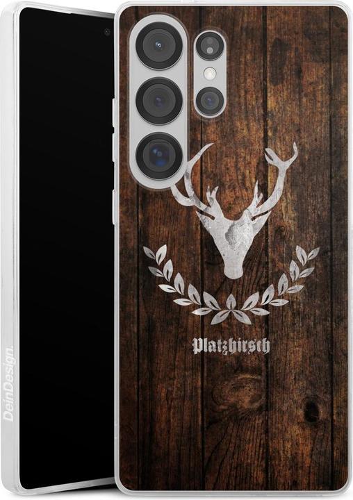 Produktbild DeinDesign Slim Case für Samsung Galaxy S25 Ultra Silikon Hülle Ultra Dünn Handyhülle Hirsch Holz Holzoptik (Samsung Galaxy S25 Ultra)