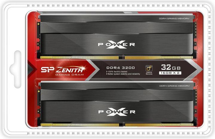 Actual product image Silicon Power DDR4 32GB PC 3200 CL16 Silicon-Power (2x16GB) KIT Zenith/HS (2 x 16GB, 3200 MHz, DDR4-RAM, DIMM)