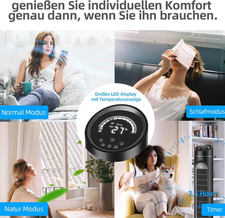 Produktbild Be Cool Turmventilator 85W mit Display (58 dB)