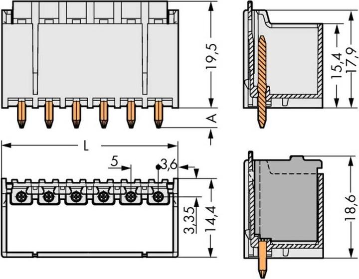 Actual product image Wago THT pin header Solder pin