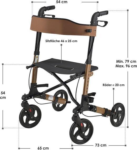 Produktbild Juskys Klappbarer Rollator Vital mit Sitzfläche & Einkaufstasche