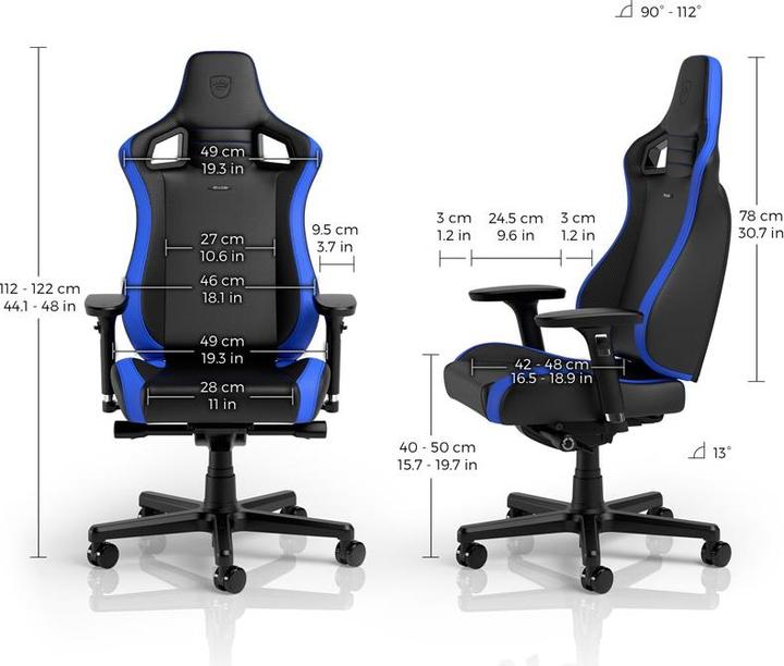 Image du produit noblechairs Chaise de jeu EPIC Compact - noir/carbone/bleu