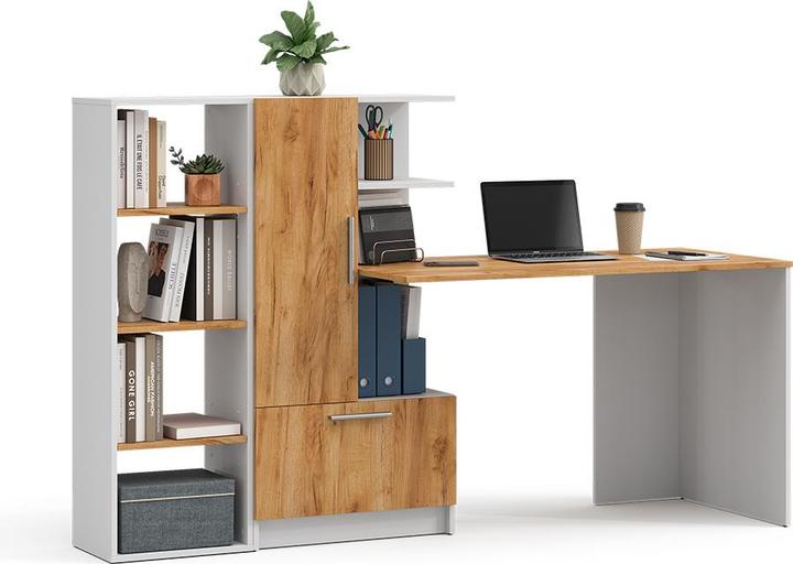 Produktbild Vicco Schreibtisch Tomy, Weiss/Goldkraft Eiche, 150 x 59 cm 2er Set (150 x 59 x 120 cm)