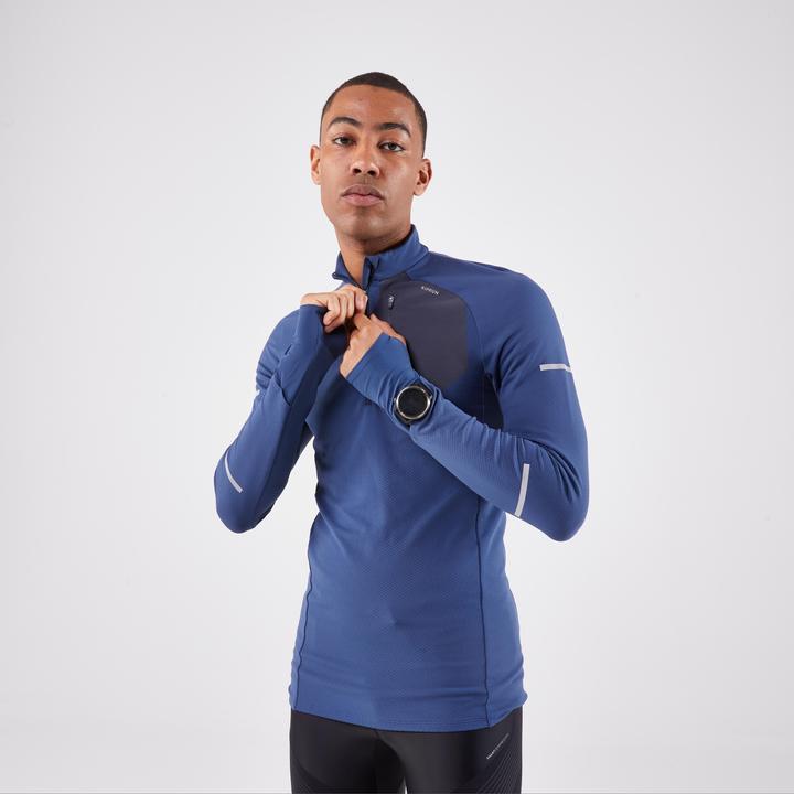 Actual product image Kiprun Men's long-sleeved running shirt with zip - Run 900 warm blue (XXL)