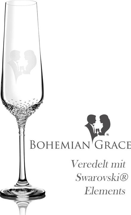Produktbild Bohemian Grace Sektglas GRACE, veredelt mit Glas- Kristalen (20 cl, 1 Glas, Sektgläser)