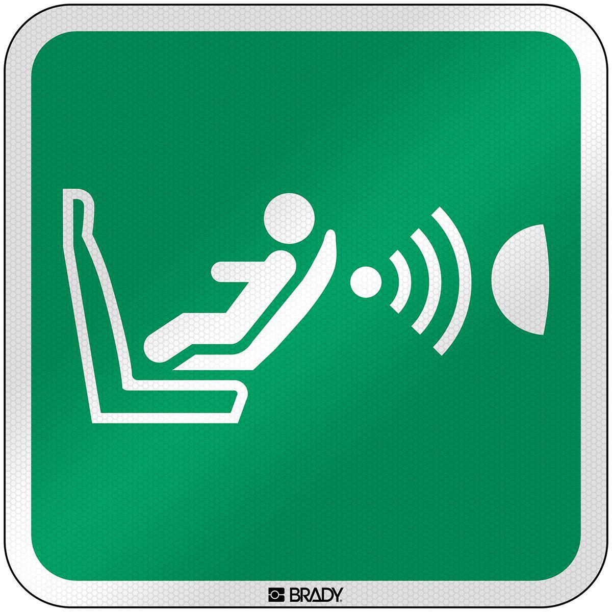 Brady, Etiketten, E/E014/NT/RFL-390x390-1, ISO Sicherheitsschild - Automatische Erkennung von Kindersitz und d