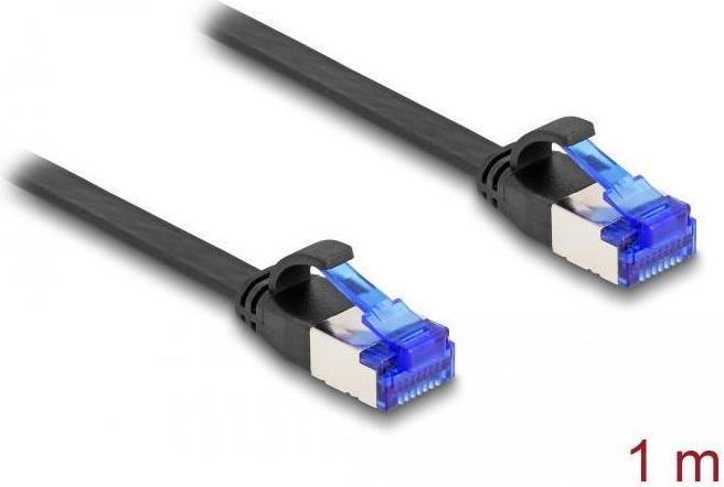 Produktbild Delock RJ45 Flachband Patchkabel Stecker zu Stecker Cat.6A flexibel 1 m schwarz (U/FTP, CAT6a, 1 m)