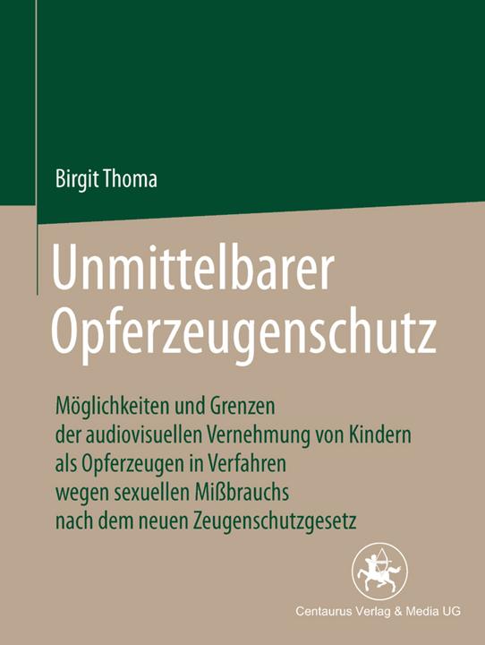 Produktbild Unmittelbarer Opferzeugenschutz (Deutsch, Birgit Thoma, 2017)