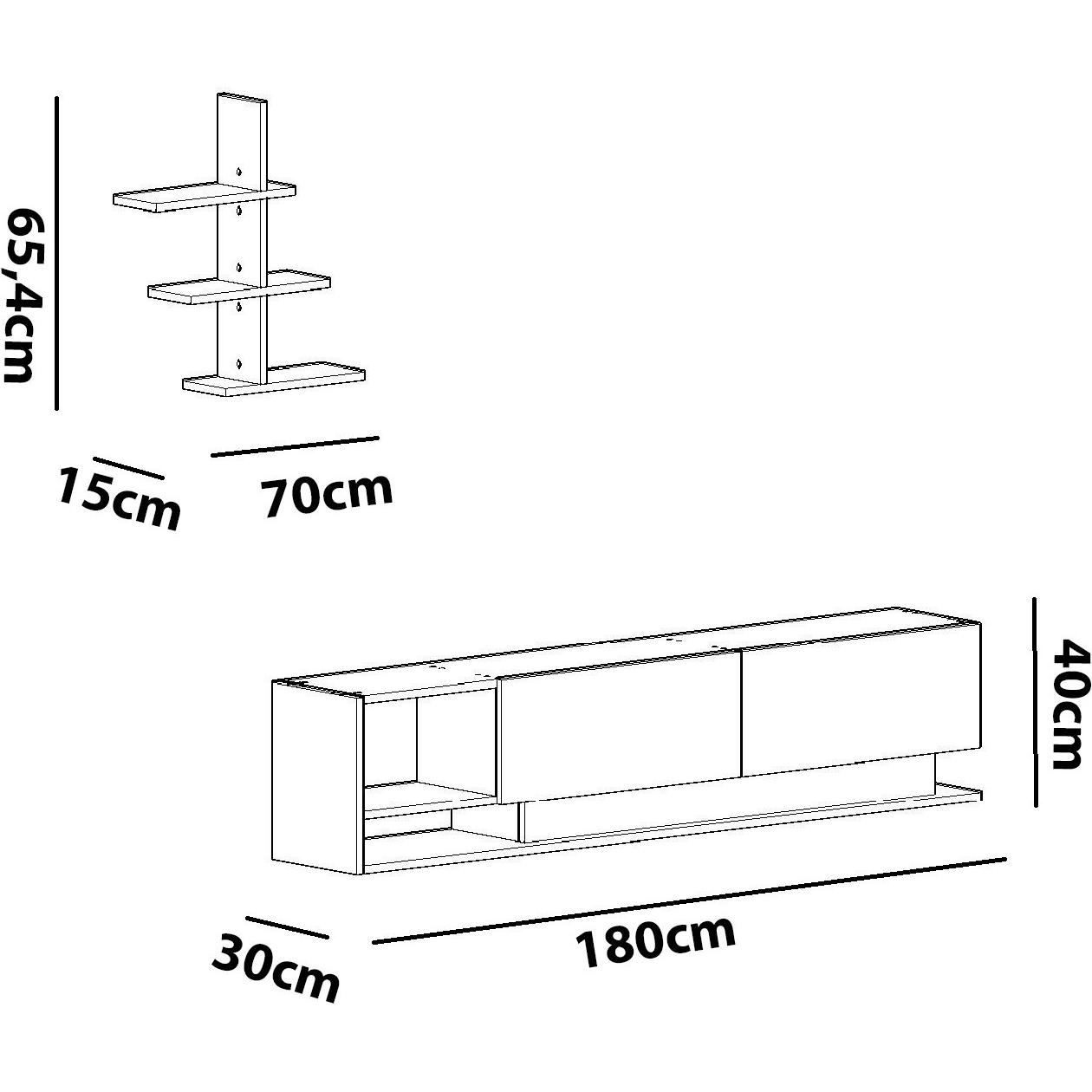 Thumbnail - Hanah Home, TV Möbel, Leia (180 x 40 x 30 cm)