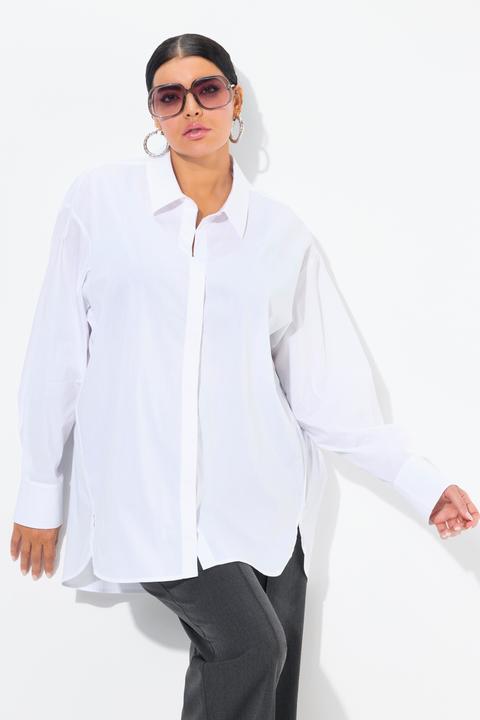 Produktbild Ulla Popken Hemdbluse, Perlmuttknöpfe, oversized, Langarm (54)