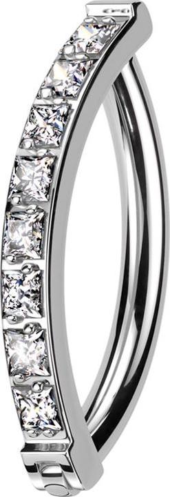 Immagine prodotto Star Piercing Scudo a banana con cerniera in argento una fila di cristalli quadrati in argento (senza ottone, Titanio)