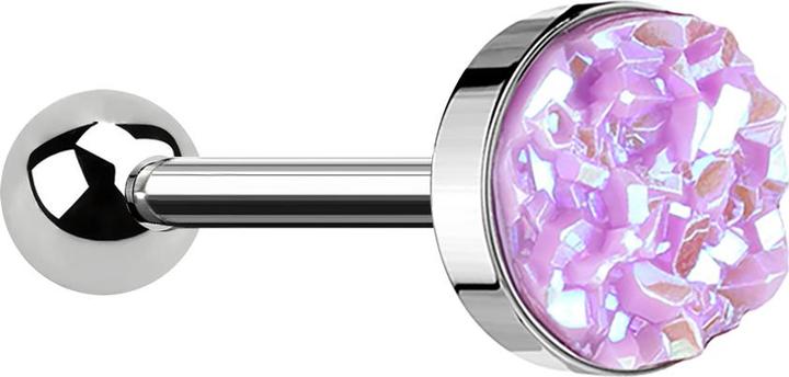 Produktbild Star Piercing Micro Barbell silber mit Druse Stein hellviolett (ohne Messing, Chirurgenstahl 316L)