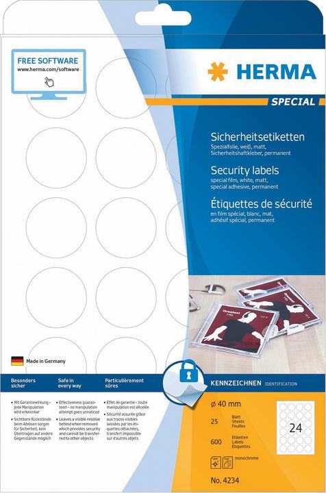 Produktbild HERMA Sicherheitsetiketten A4