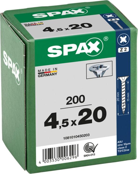 Produktbild Spax Senkmultikopf Kreuzschlitz Z2 Vollgewinde Wirox (200 Schrauben pro Stück)