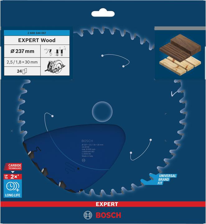 Image du produit Bosch Professional Zubehör Lame de scie circulaire Expert for Wood, 237 x 30 x 2,5 mm, 24
