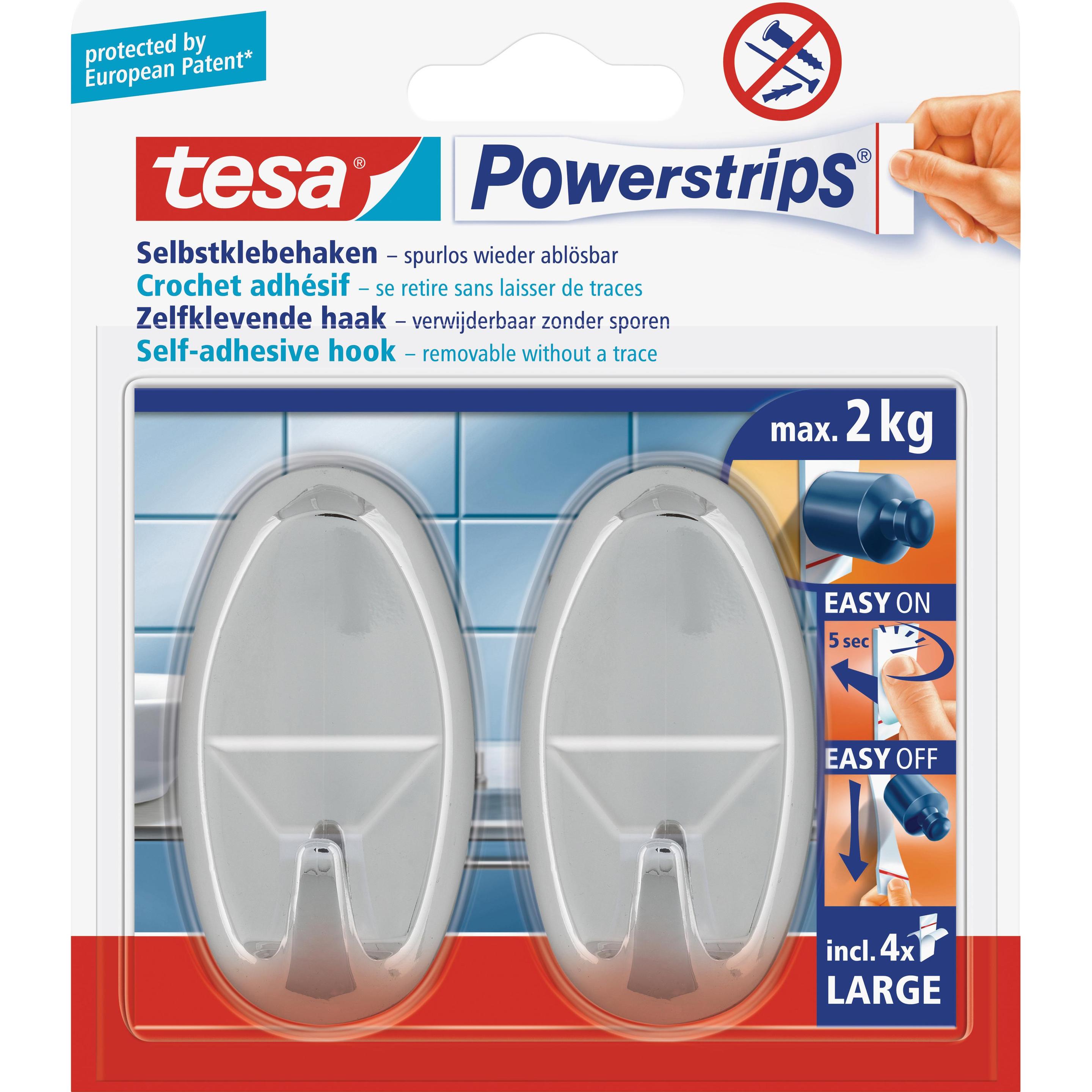 6x tesa, Klebehaken + Klebenagel, Powerstrips Haken LARGE oval