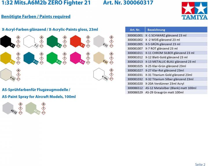 Actual product image Tamiya A6M2b Zero Model 21 (Zeke)
