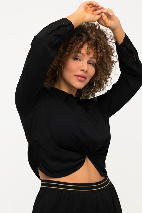 Produktbild Ulla Popken Hemdbluse, Knoten, kurz, Hemdkragen, Langarm (54)