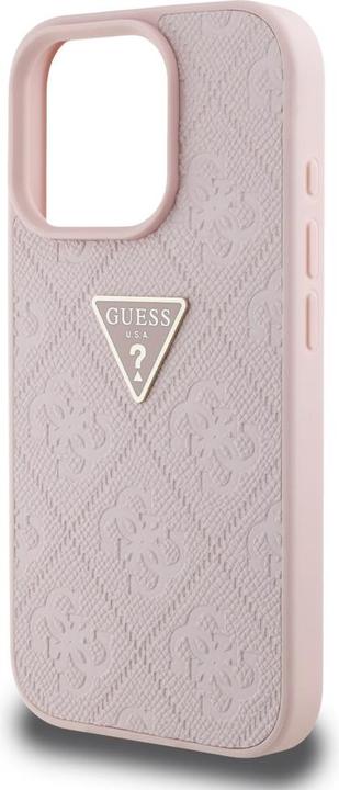 Immagine prodotto Guess Hardcase PU Grained Hot Stamp 4G Triangle Metal Case for iPhone 16 Pro 6,3" Pink (Apple iPhone 16 Pro)