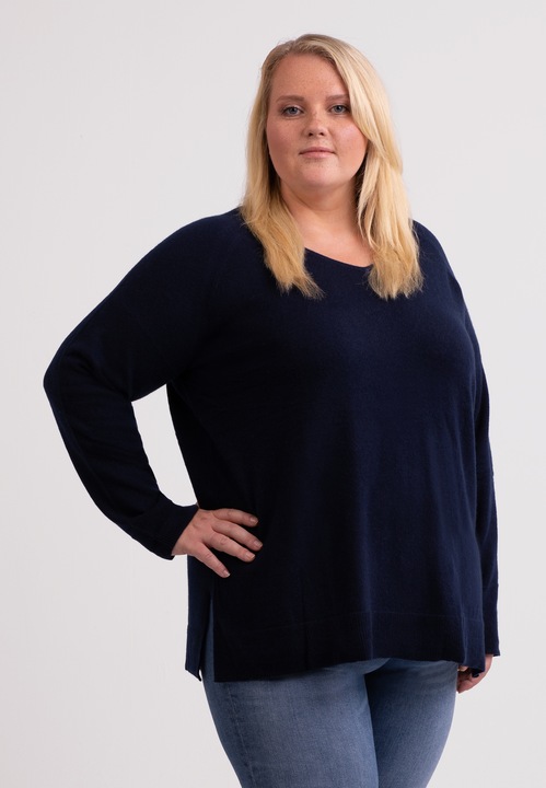 Immagine prodotto Cash-Mere Kaschmir V-Ausschnitt Pullover mit Seitenschlitzen (3XL)