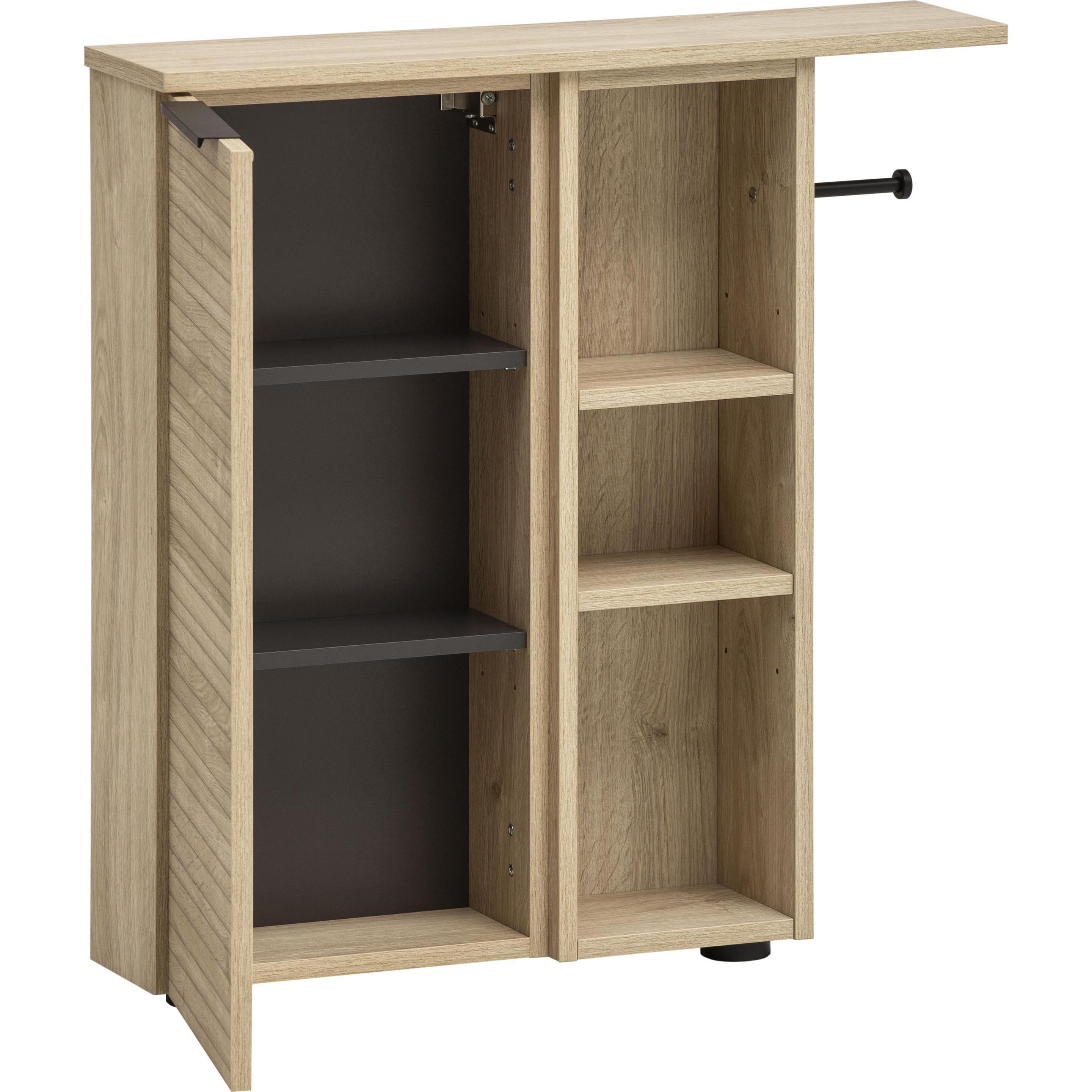 Möbelpartner, Armadietto bagno, Badschrank Mads 159669 weiss-eiche 70,7 x 17,0 x 74,2 cm (70.70 x 17 x 74.20 cm)