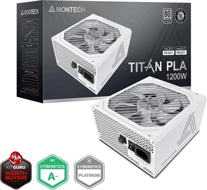 Actual product image Montech Titan PLA 1200W - 80 PLUS & Cybenetics Platinum, modular, PCIe 5.1 - 1200 Watt (1200 W)