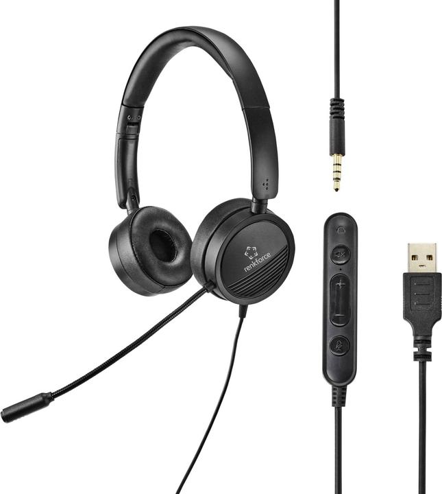 Renkforce Cuffia per PC RF HS 360 USB Stereo On Ear (Cablato)