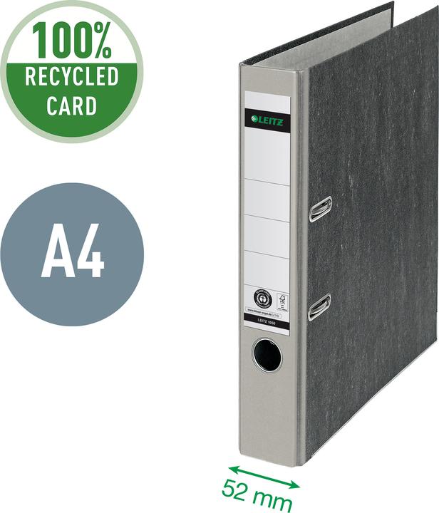 Produktbild Leitz Wolkenmarmor-Ordner, 180 Grad, DIN A4, 52 mm, grau farbiger Rücken, Einband aus Pappe, aussen m (A4, 52 mm, 1 Stk.)