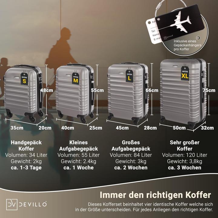 Immagine prodotto Devillo Set di valigie rigide (120 l)
