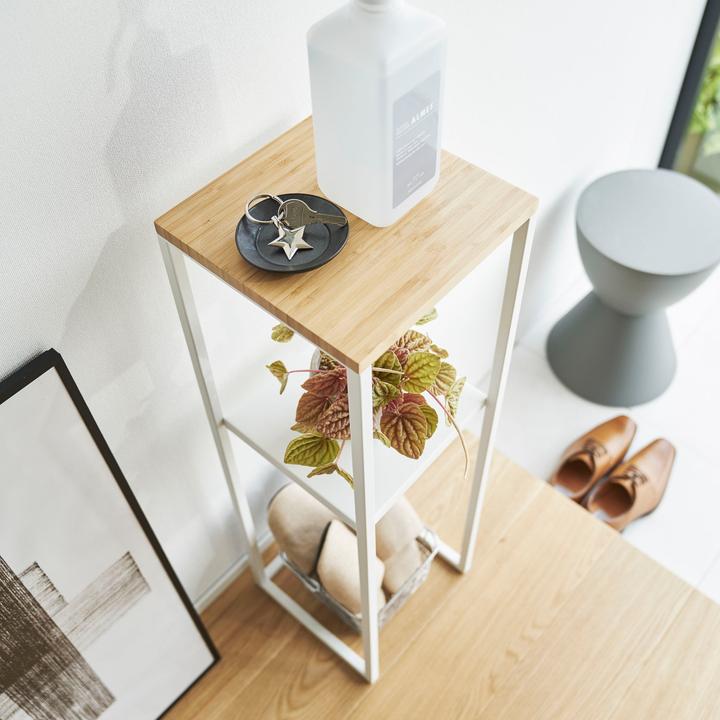 Actual product image Yamazaki 2-tier shelf with wooden top TOWER