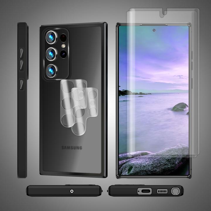 Immagine prodotto Nalia Cover ibrida semitrasparente con 2x vetro di protezione del display e 2x vetro della fotocamera (Samsung Galaxy S23 Ultra)