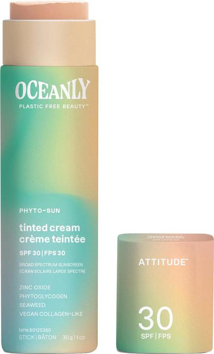 Immagine prodotto Attitude Oceanly Tinted Face Cream Stick with SPF 30 EWG Verified (Crema solare viso, SPF 30)