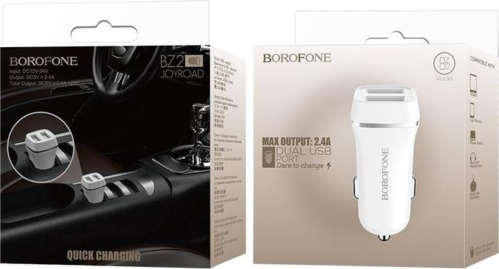 Immagine prodotto Borofone Caricatore da auto BZ2 con due porte USB (2,4A) bianco