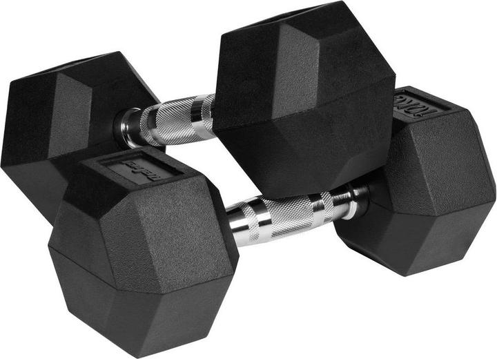 Rebel Gummierte Hanteln aus Gusseisen Hex Active (2 x 10 kg)