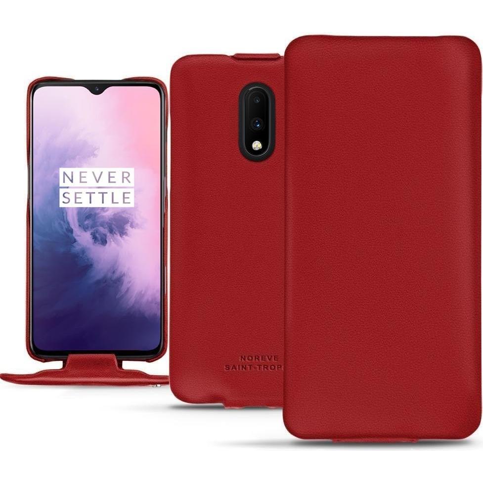 Noreve Lederschutzhülle vertikal (OnePlus 7), Smartphone Hülle, Rot
