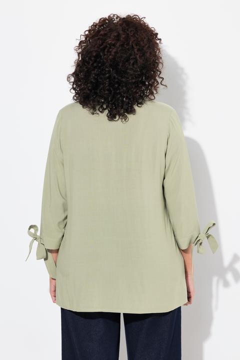 Image du produit Ulla Popken Blouse manches 3/4 avec rubans, coupe évasée (42, 44)