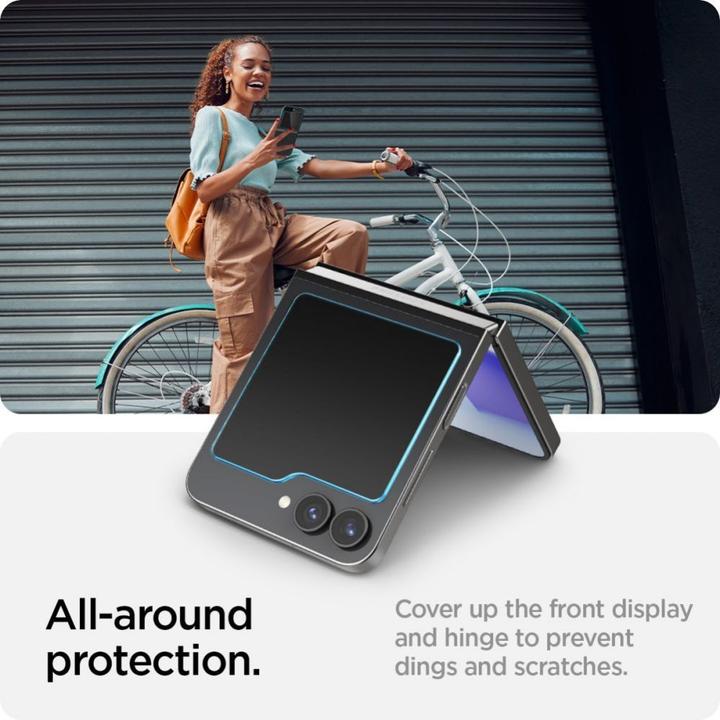 Produktbild Spigen EZ Fit Gehärtetes Glas Clear Displayschutzfolie Samsung Galaxy Z Flip 6 2-Pack (2 Stück, Samsung Galaxy Z Flip6)