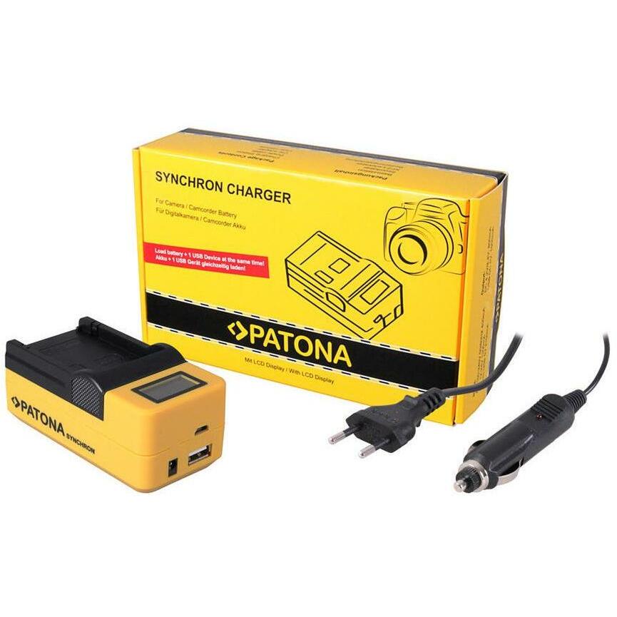 Patona Caricatore USB sincrono Olympus BLS5 (Caricabatterie per fotocamere), Alimentatore fotocamera, Nero, Giallo