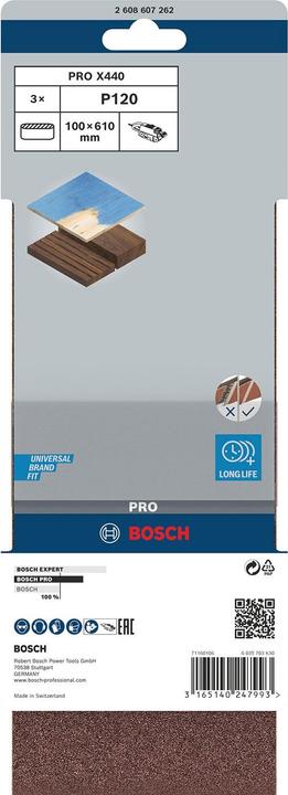 Image du produit Bosch Professional Zubehör PRO X440 Bande abrasive, 100 x 610 mm, G120 (120)