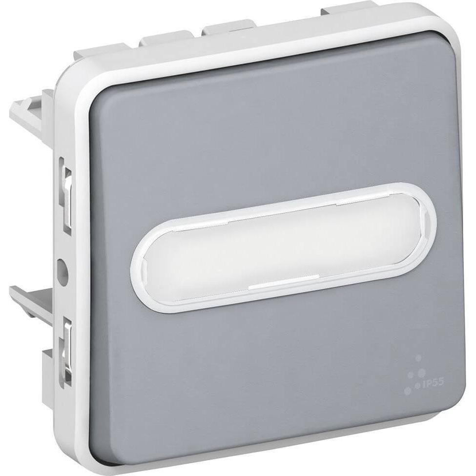 Legrand Plexo55 Modular Feuchtraum Aufputz Taster mit Beschriftungsfeld, modular Grau 069543, Taster + Schalter, Grau