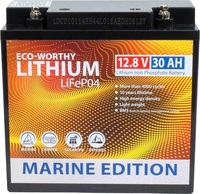 Actual product image Eco-Worthy Marine Lithium-Batterie LiFePO4 12V (12 V, 30 Ah)